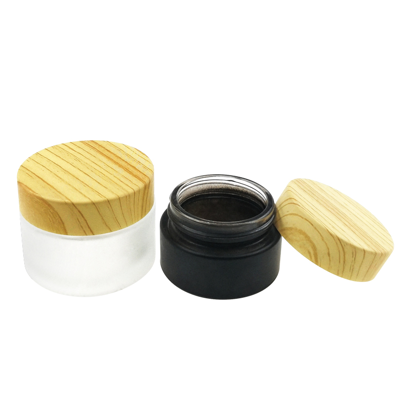 Supplier Empty 1oz 2oz 4oz 6oz 8oz 10oz Frosted Bamboo Glass Candle Mason Jars with Bamboo Gold Black Wooden Lid
