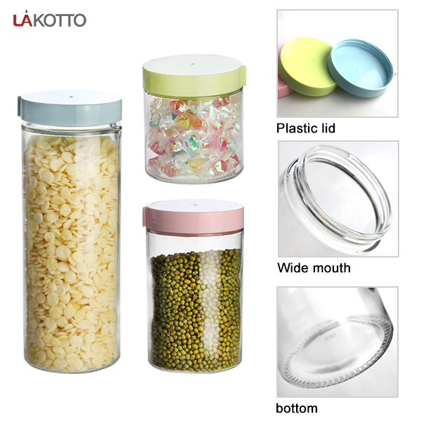 Supplier Wide Mouth Round Airtight Kitchen Pasta Food Spice Glass Storage Jar and Containers with PP Lid
