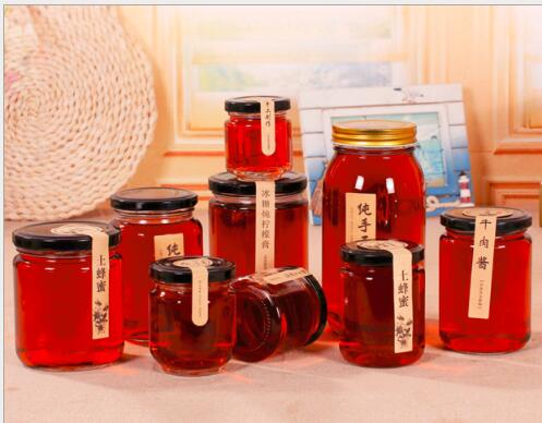 Supplier direct sales hexagon metal lids empty honey glass jar