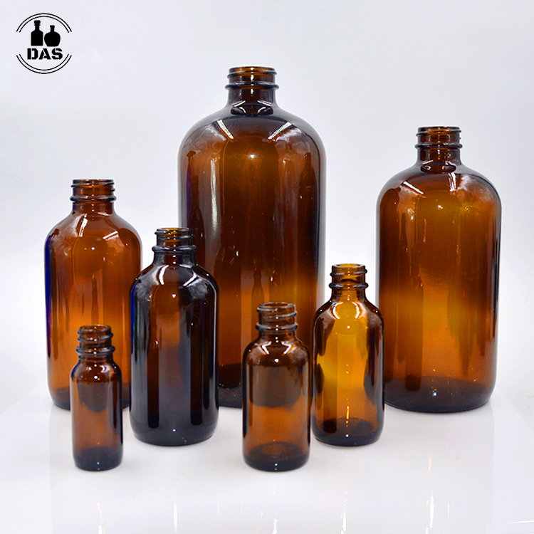 Suppliers Clear Amber Blue Frosted Boston Round 250ml Hand Wash Pharmaceutical Juice Empty Glass Bottle