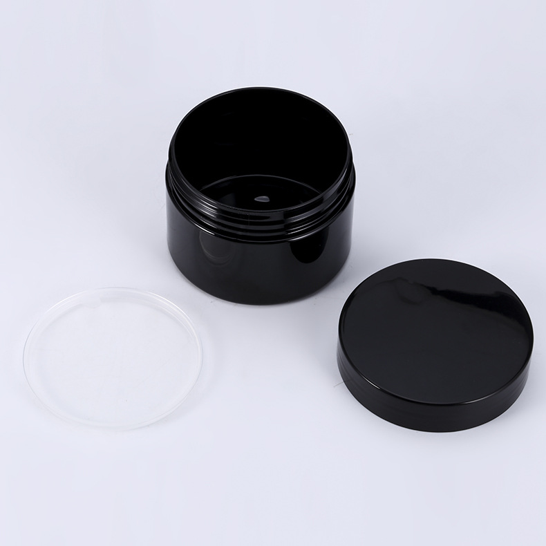 Suppliers PP containers black plastic Lip Balm Scrub Slimming cream jars with lids