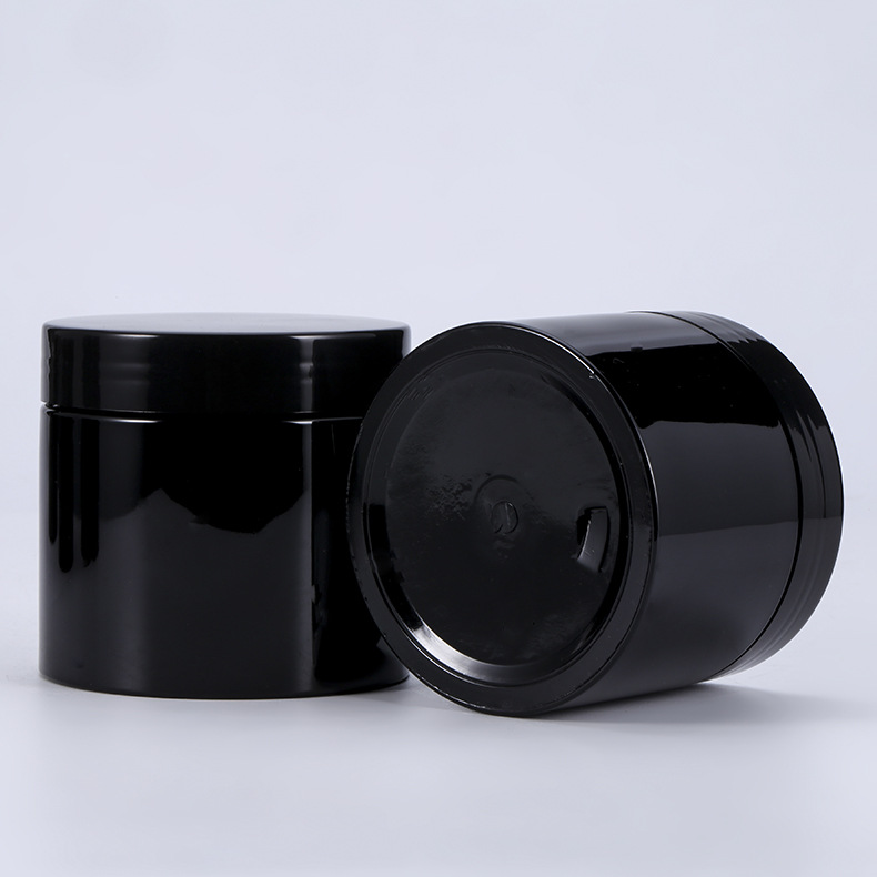 Suppliers PP containers black plastic Lip Balm Scrub Slimming cream jars with lids