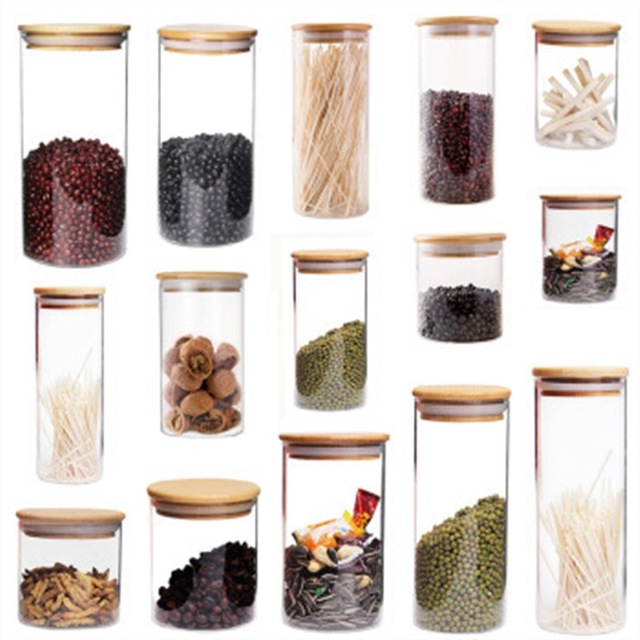 Suppliers Wholesale Tea Canister Heat Resistant Clear Glass Jars Sealed Food Containers Pantry Organization Bamboo/Cork Cover