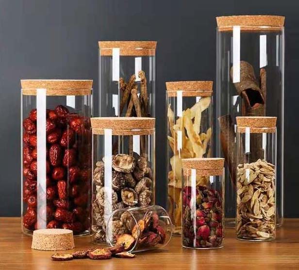 Suppliers Wholesale Tea Canister Heat Resistant Clear Glass Jars Sealed Food Containers Pantry Organization Bamboo/Cork Cover