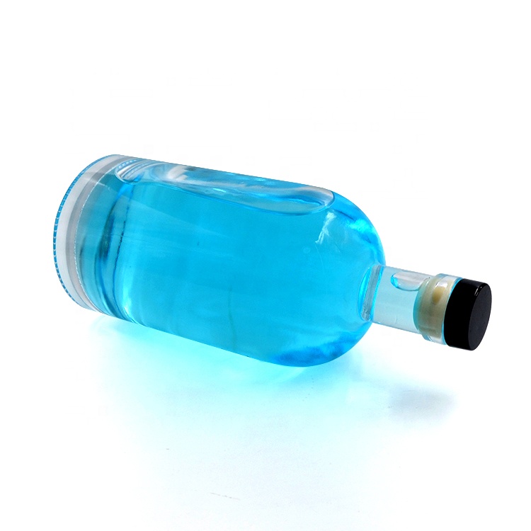 Supplies Unique 500ml 750ml Clear Gin Whisky Rum Spirit Frosted Decal Liquor Glass Bottle for Amazon