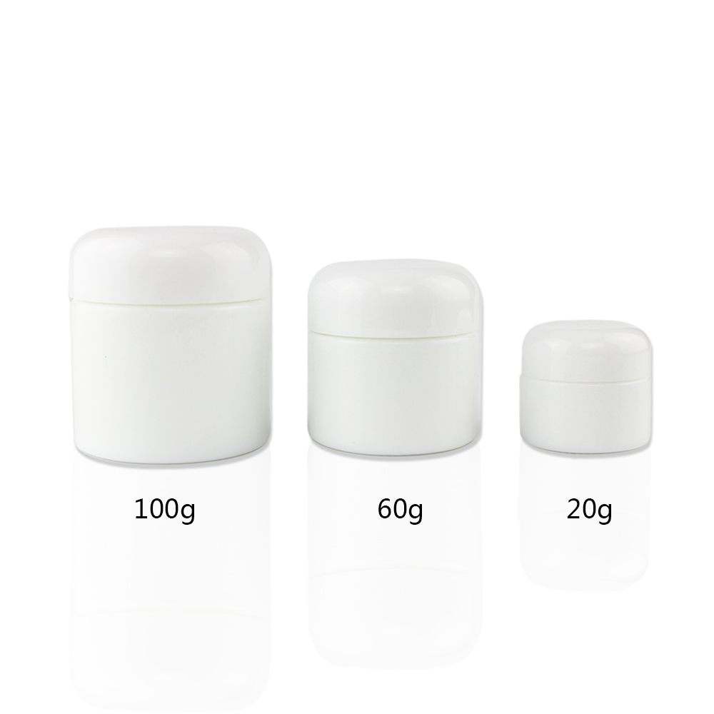 Supply custom 20ml 60ml 100ml opal white round glass cream jar with PP inner lid
