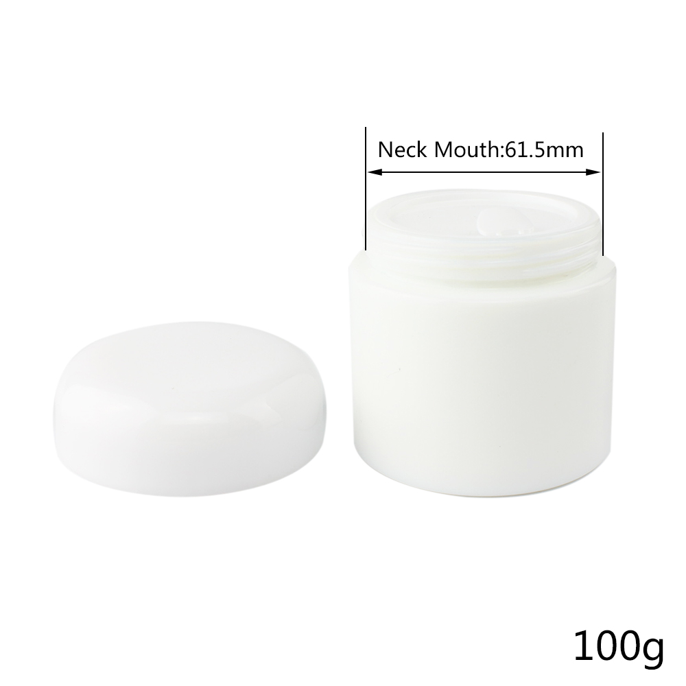 Supply custom 20ml 60ml 100ml opal white round glass cream jar with PP inner lid