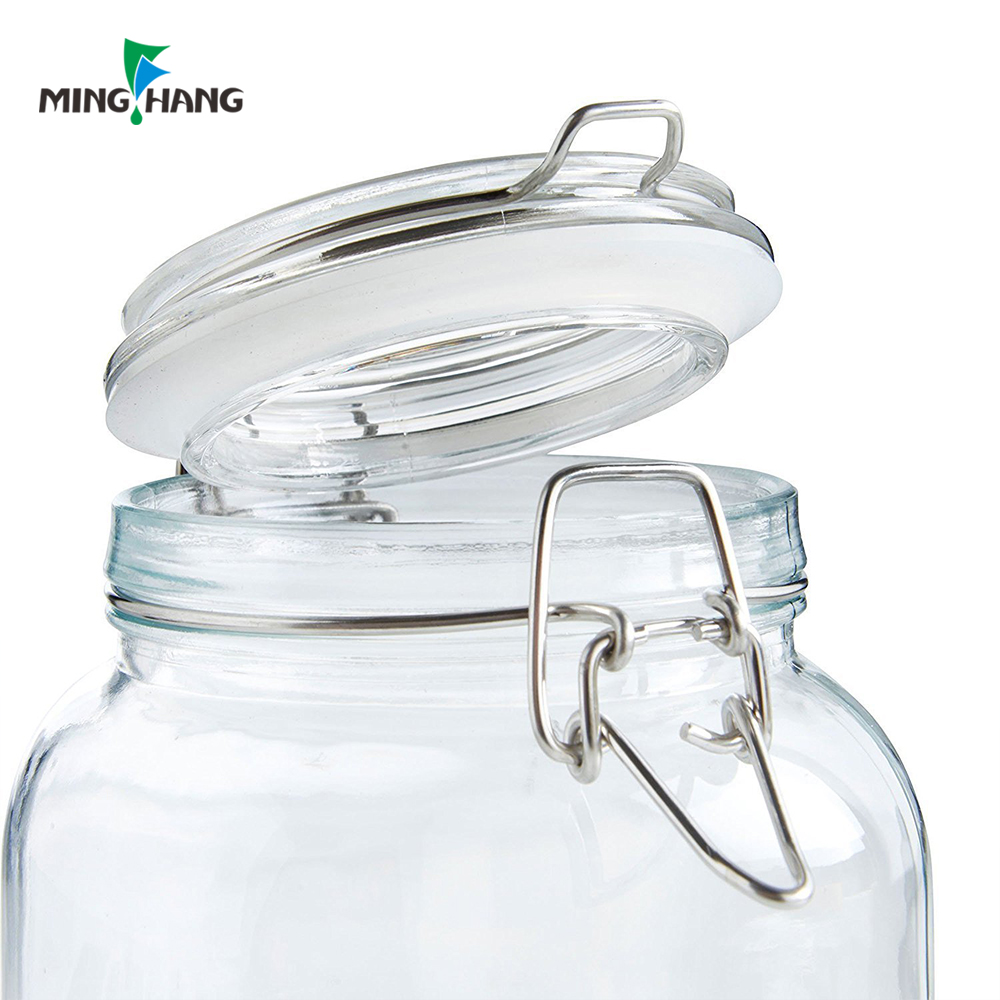 Supply empty transparent glass storage jars cereal grains food storage bottles with cap