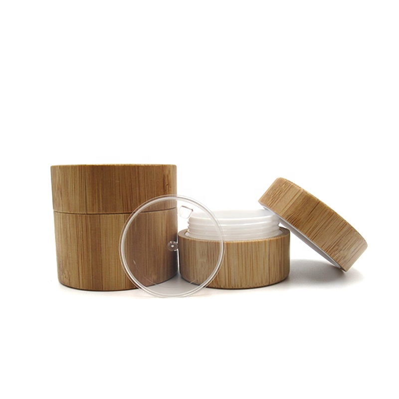 Support engraving cosmetic bamboo jars 10g 20g 30g 50g 100g luxury solid cream container with white pp inner
