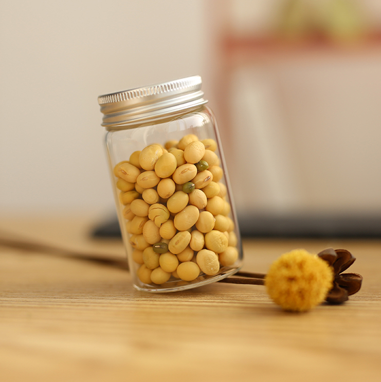 Support for custom 50ml to 260ml high borosilicate clear tube type glass jar with sliver or gold aluminum cap glass jar