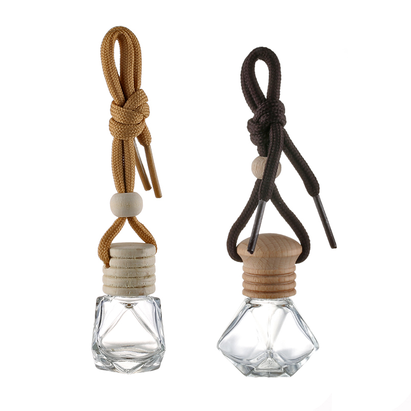 Suspended car perfume bottles with wooden hat lanyard can give air fresheners.