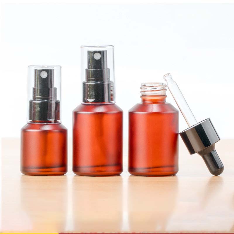 Sustainable Cosmetic glass bottles black essential oil eco friendly skincare packaging
