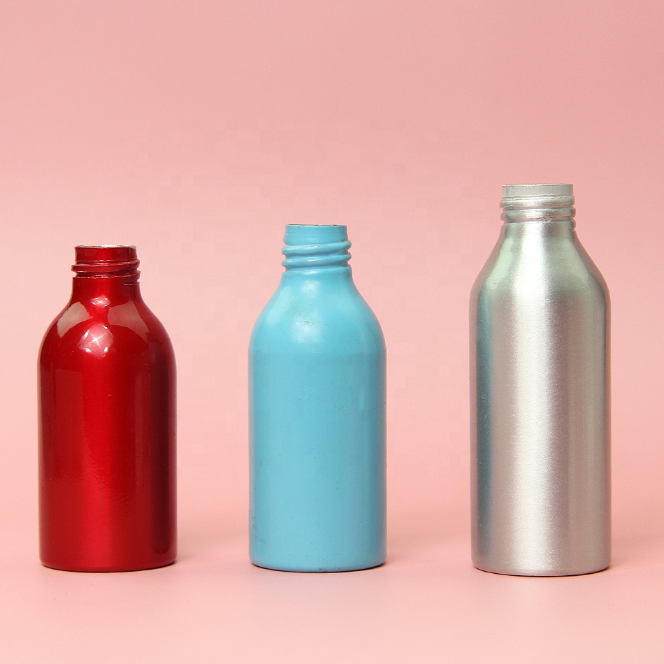 Sustainable metal empty aluminum cosmetic bottle screw top cap dropper bottle spray bottle