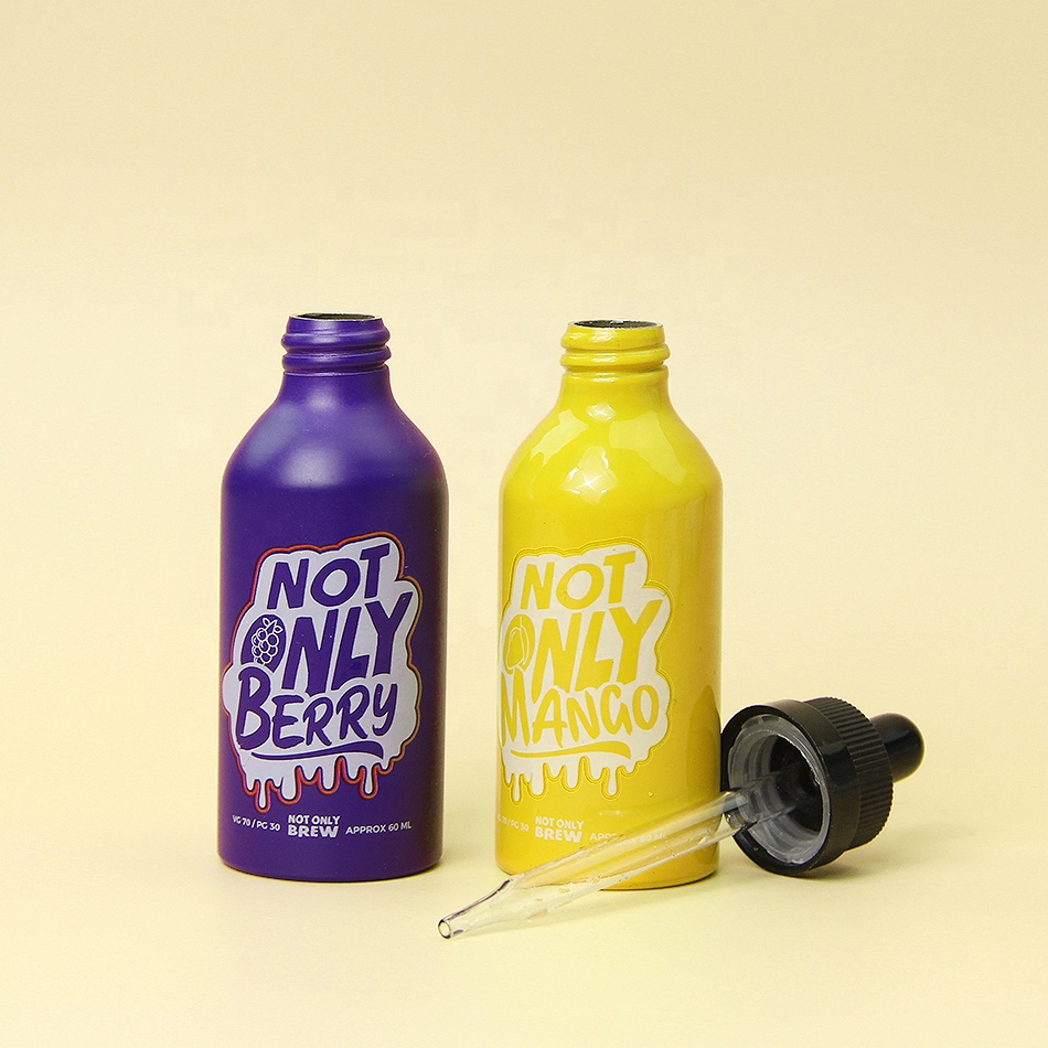 Sustainable metal empty aluminum cosmetic bottle screw top cap dropper bottle spray bottle