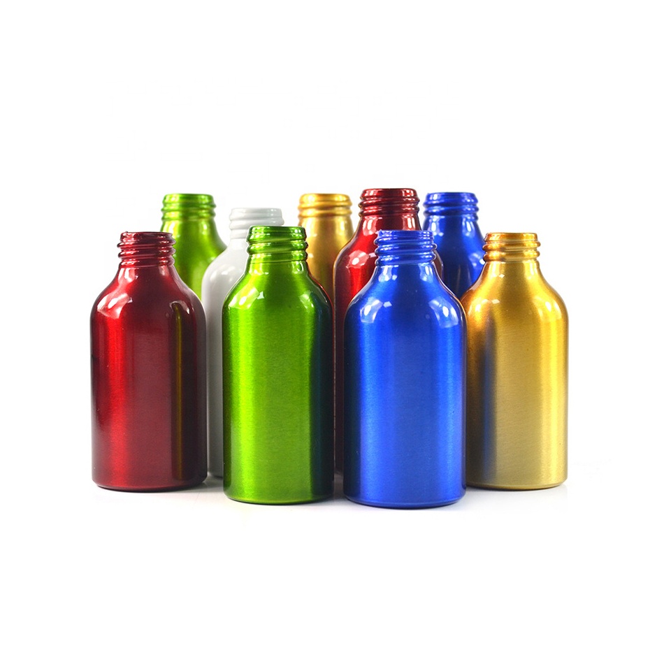 Sustainable metal empty aluminum cosmetic bottle screw top cap dropper bottle spray bottle
