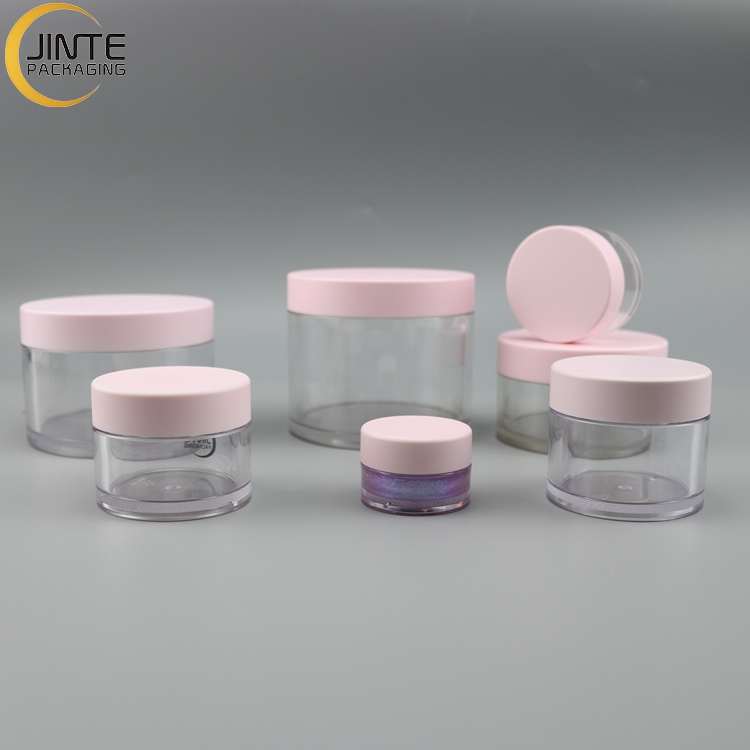 Sweet Plastic Cosmetic Packaging Pink and Clear Plastic Jar 1/2oz 1oz 2oz 3oz 4oz 5oz 6oz 8oz Lip Scrub Cream Jar