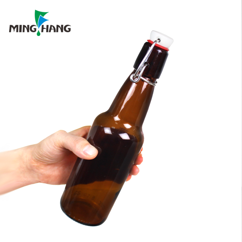 Swing Top Bottles 330ml round Clear amber Glass Grolsch Flip Top Bottle With Stopper for Beverages Beer Juicing oil