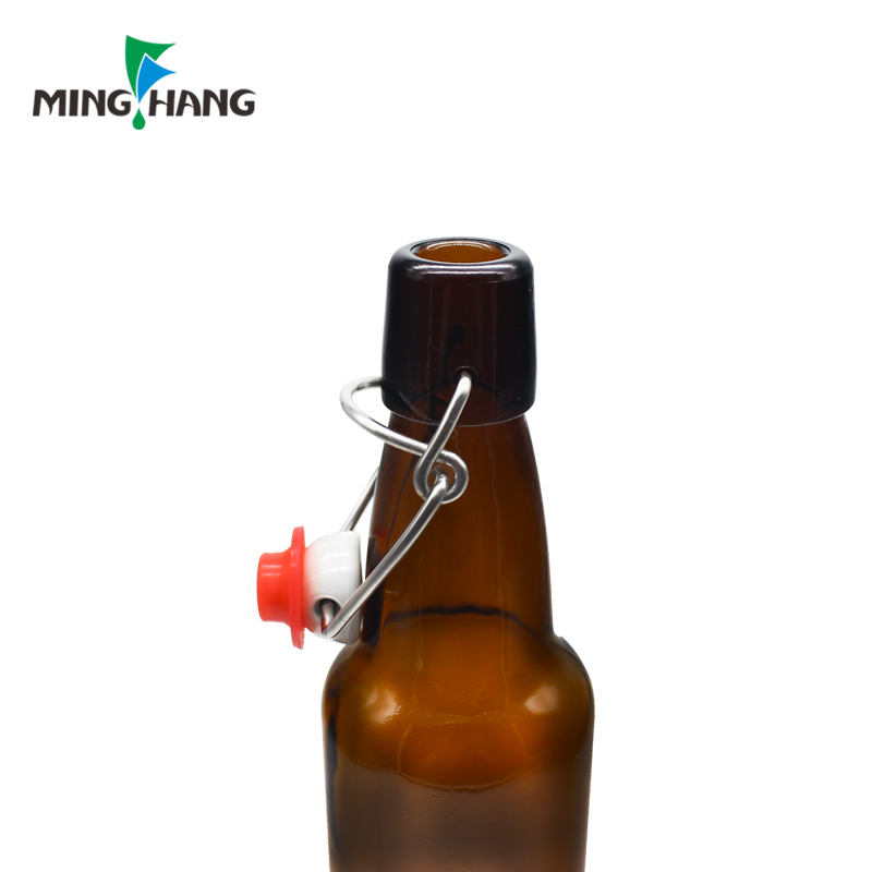 Swing Top Bottles 330ml round Clear amber Glass Grolsch Flip Top Bottle With Stopper for Beverages Beer Juicing oil