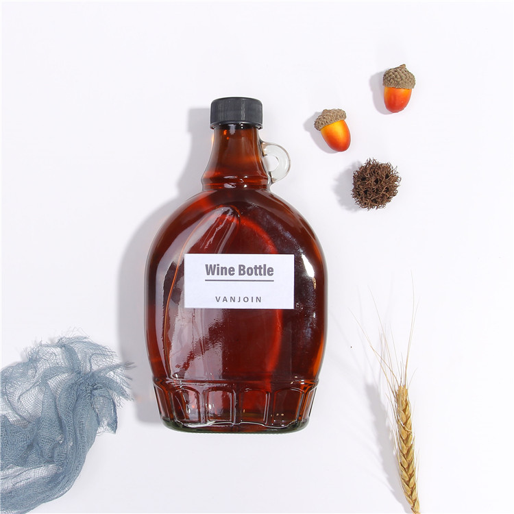 Syrup Glass Bottles 250ml 500ml Glass Bottle with Ring handle Syrup Beverage Liquor Bottles