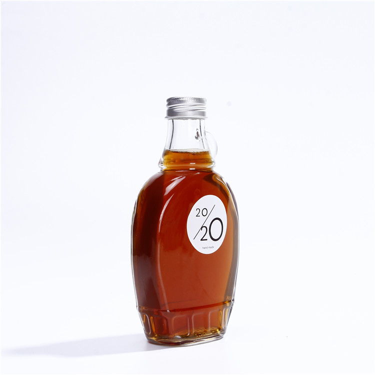 Syrup Glass Bottles 250ml 500ml Glass Bottle with Ring handle Syrup Beverage Liquor Bottles