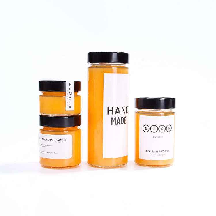 TO 70 clear glass jar with deep metal lid for honey food jam packaging