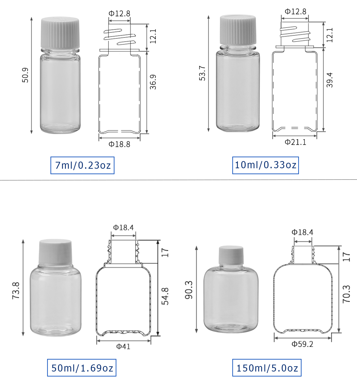 TUV Certification 10ml Clear PET Pharma Bottles For Medicine Liquid