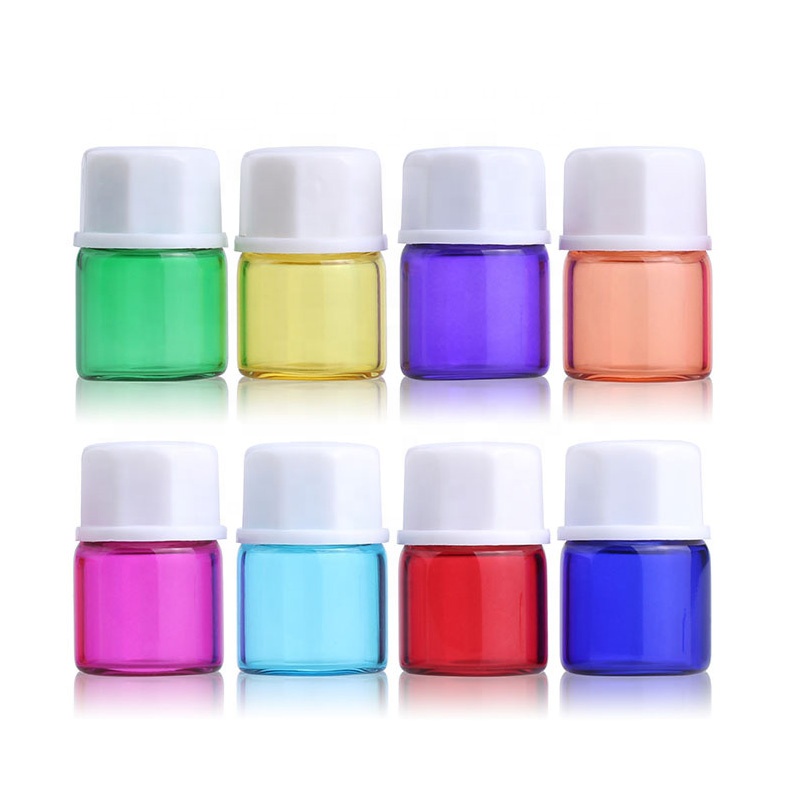 Taiwan style small capacity 1ml 2ml 3ml 5ml amber essential oil travel glass bottle with black screw cap