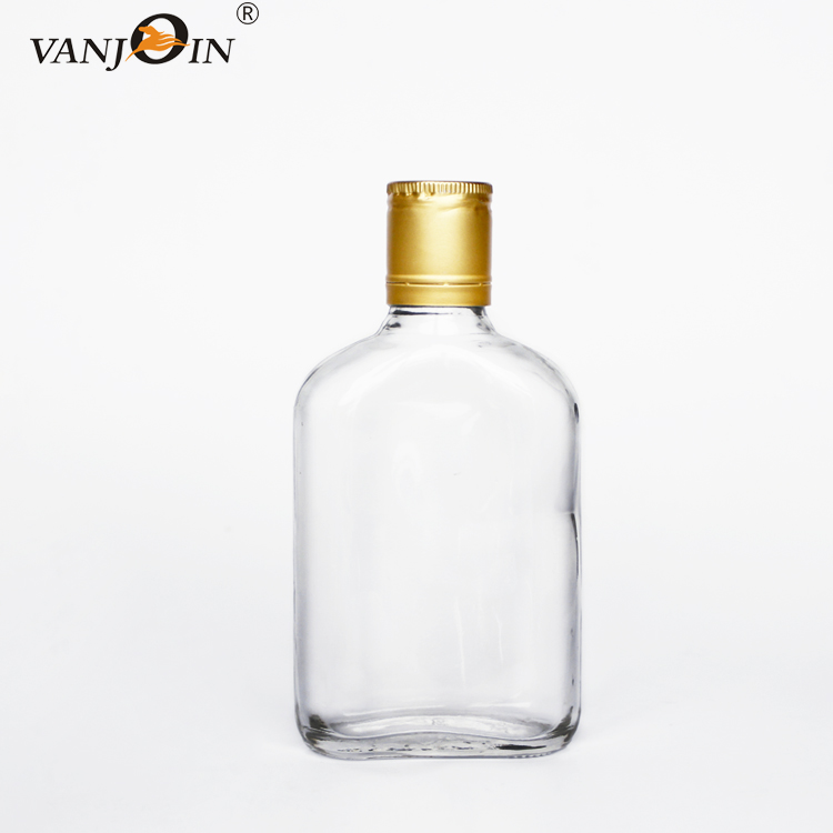 Take Away Custom Printing 200ml Hip Flask Wine Whiskey Kombucha Glass Bottle for Cold Brew Coffee