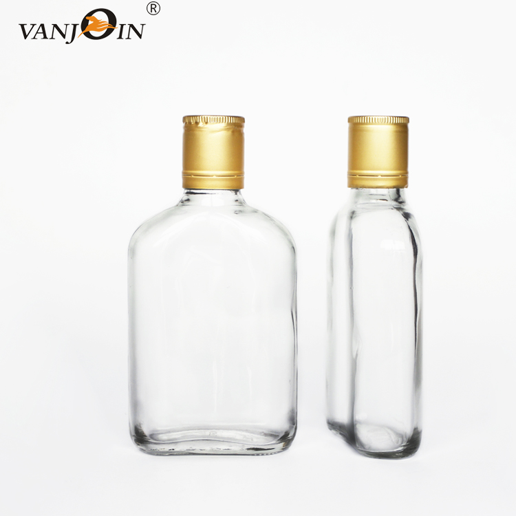 Take Away Custom Printing 200ml Hip Flask Wine Whiskey Kombucha Glass Bottle for Cold Brew Coffee