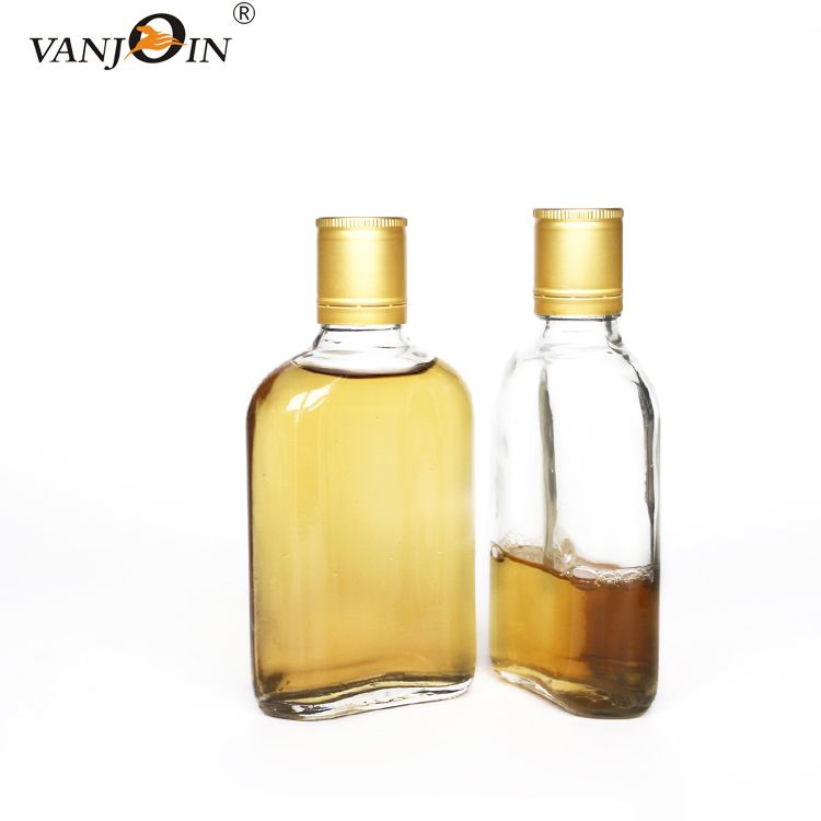 Take Away Custom Printing 200ml Hip Flask Wine Whiskey Kombucha Glass Bottle for Cold Brew Coffee