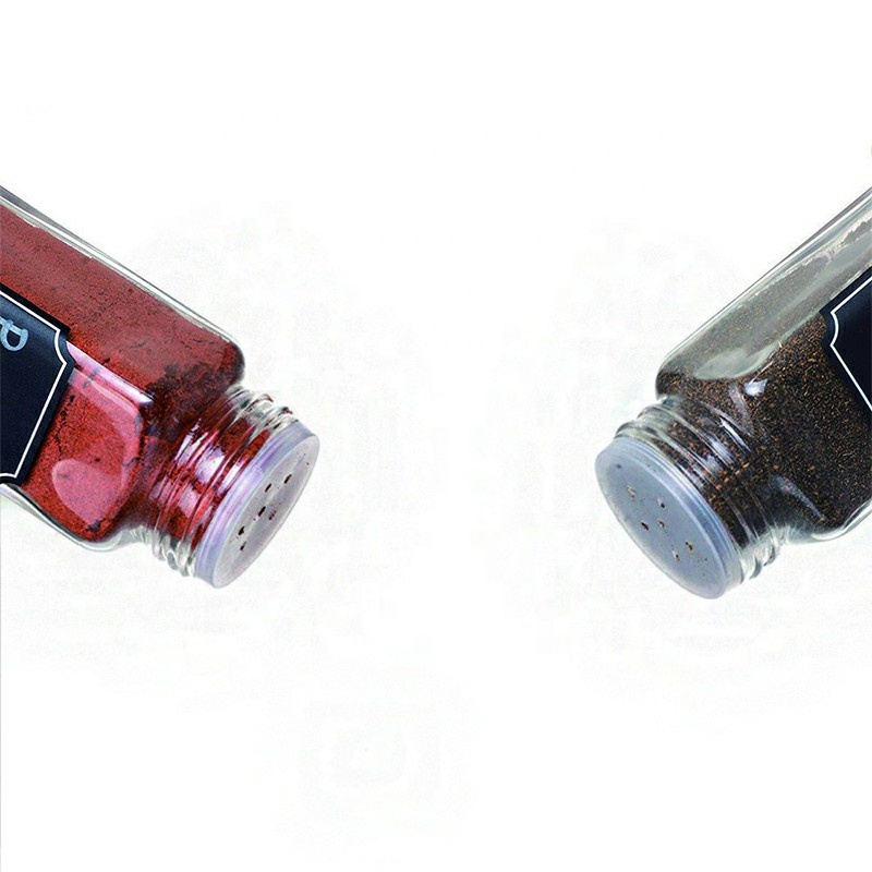 Talented Kitchen Clear storage bottle Square Glass Spices Jar 4oz With Silver Metal Lids Shaker Tops Funnel and Labels