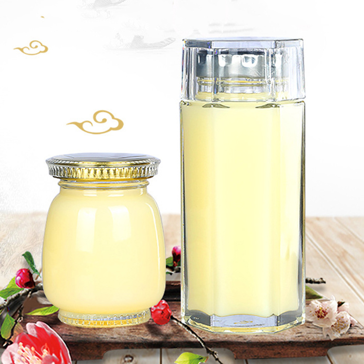 Tall Hexagon Bird Nest Glass Jars Bottles High Quality Health Supplements Glass Jar ISO Grade Glass Container for Drinks