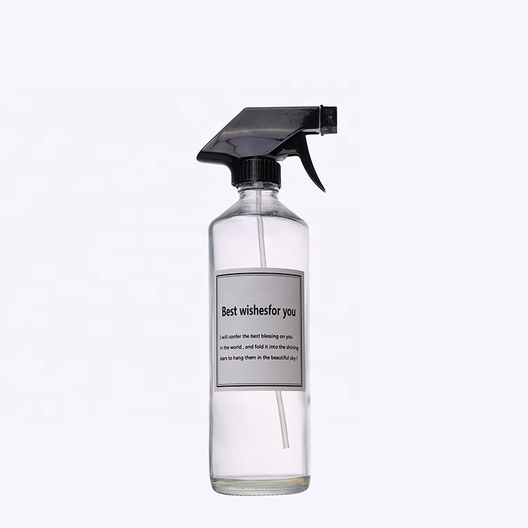 Tall Round 16oz Cylinder Slim Glass Spray Bottle With Trigger Pump For Home Cleaning