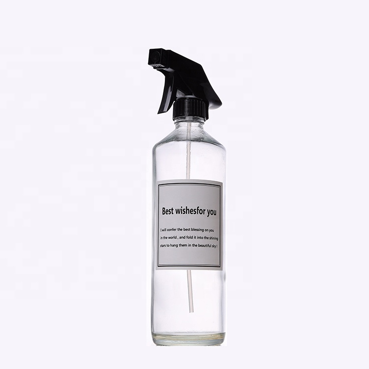 Tall Round 16oz Cylinder Slim Glass Spray Bottle With Trigger Pump For Home Cleaning