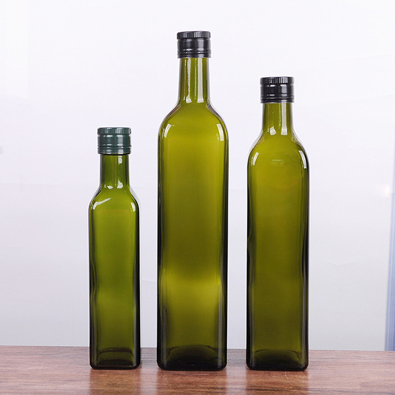 Tall Round 250ml 500ml 750ml 1000ml Dark Green Glass Olive Oil Bottle with Insert Cap
