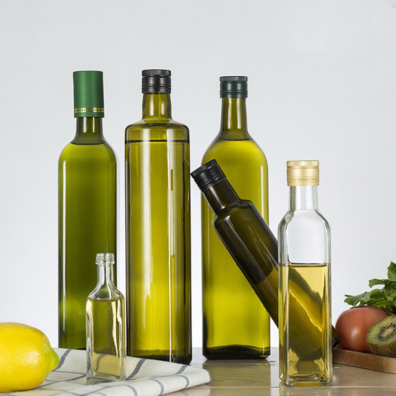 Tall Round 250ml 500ml 750ml 1000ml Dark Green Glass Olive Oil Bottle with Insert Cap