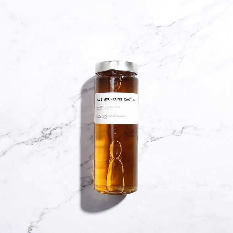 Tall Round 380ml Slim Straight Sided Ergo Glass Jar For Juice Honey Jam With Deep TO Cap