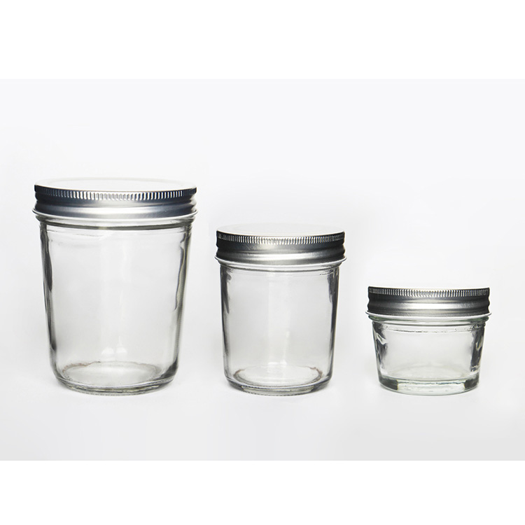 Tall Round Wide Mouth Glass Mason Jar 250ml With Black /Golden /Silver Screw Lid For Jam Sauce