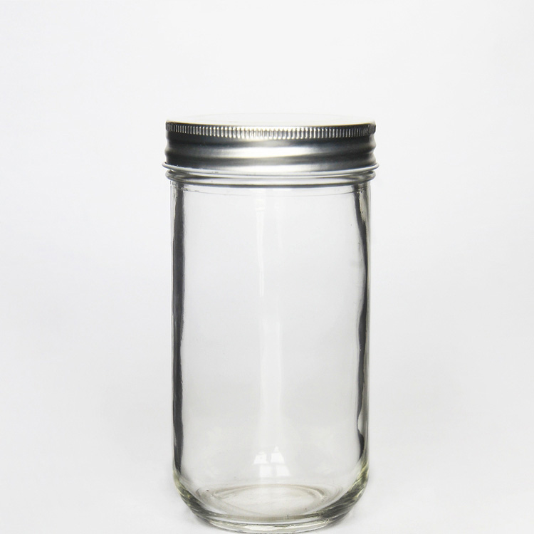 Tall Round Wide Mouth  Glass Mason Jar 650ml  With Black /Golden /Silver Screw Lid For Jam Sauce
