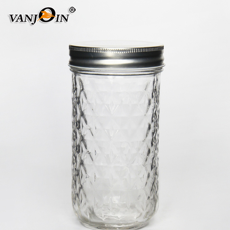 Tall Round Wide Mouth Glass Mason Jar 650ml With Black /Golden /Silver Screw Lid For Jam Sauce