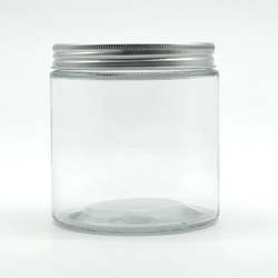 Tall Slim Round Glass Honey Jar Glass Honey Bee Storage Jar Crackle Glass Jar with Gold Color Tinplate Lid