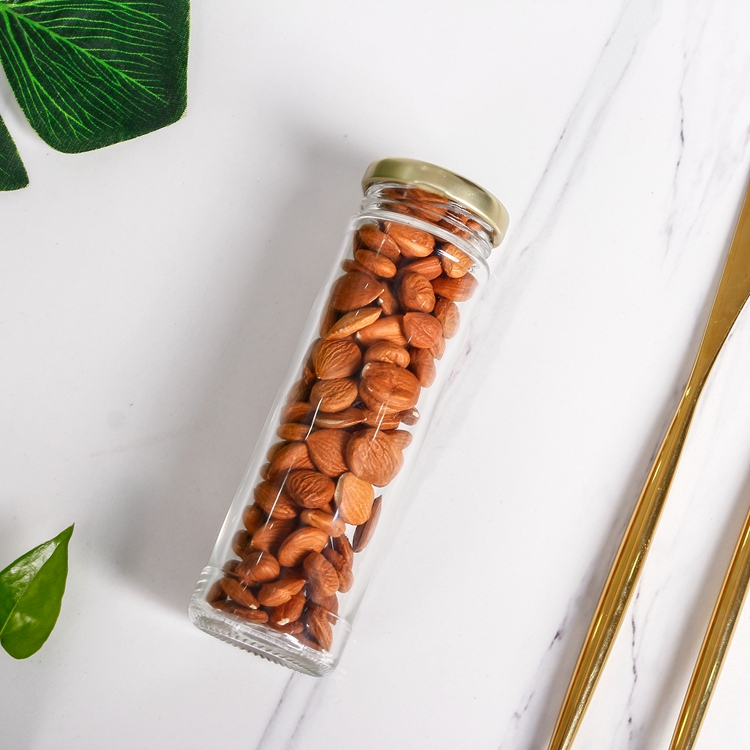 Tall round 150ml 5oz Glass Spice Jar with metal lids for jam /Jelly