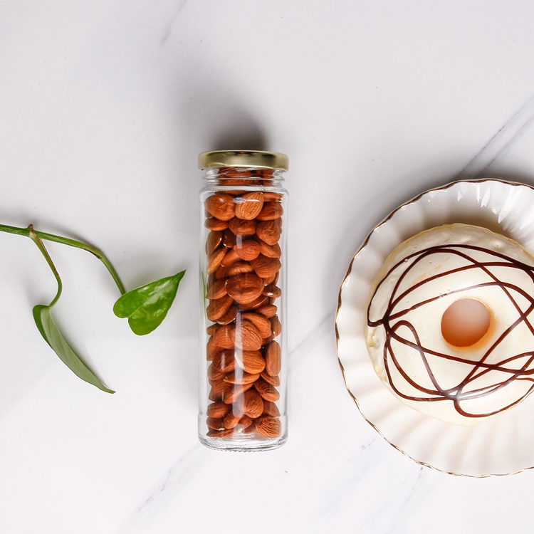 Tall round 150ml 5oz Glass Spice Jar with metal lids for jam /Jelly