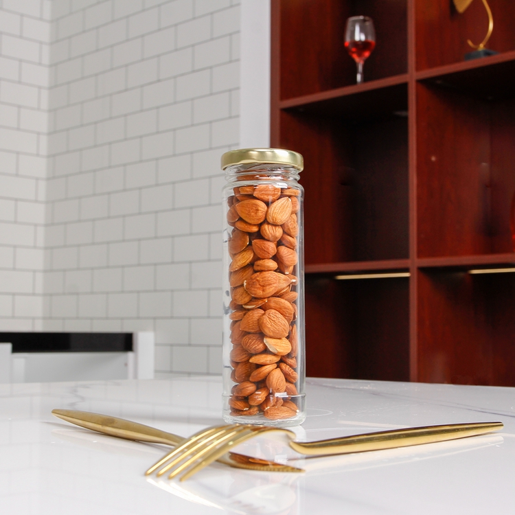 Tall round 150ml 5oz Glass Spice Jar with metal lids for jam /Jelly