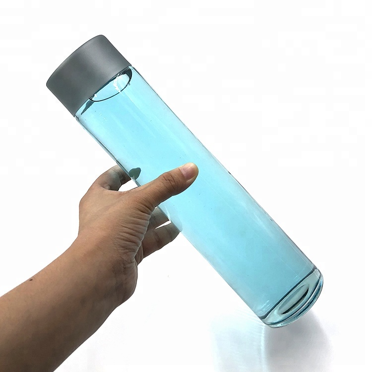 Tall slim 800ml clear voss glass drinking water bottle for beverage