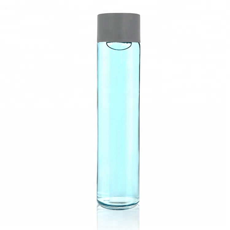 Tall slim 800ml clear voss glass drinking water bottle for beverage