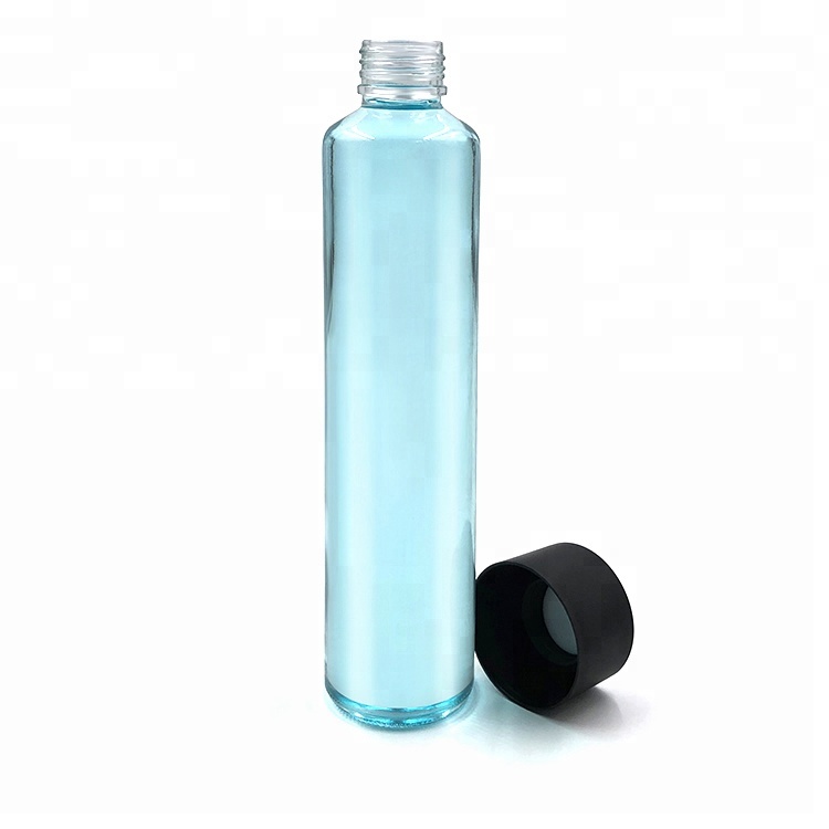 Tall slim 800ml clear voss glass drinking water bottle for beverage