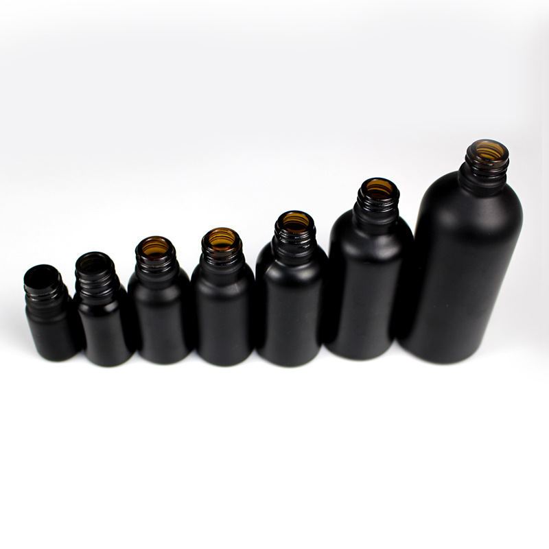 Tamper evident cap self dispensing dripper matte black essential oil 10ml 15ml 30ml 50ml glass bottle