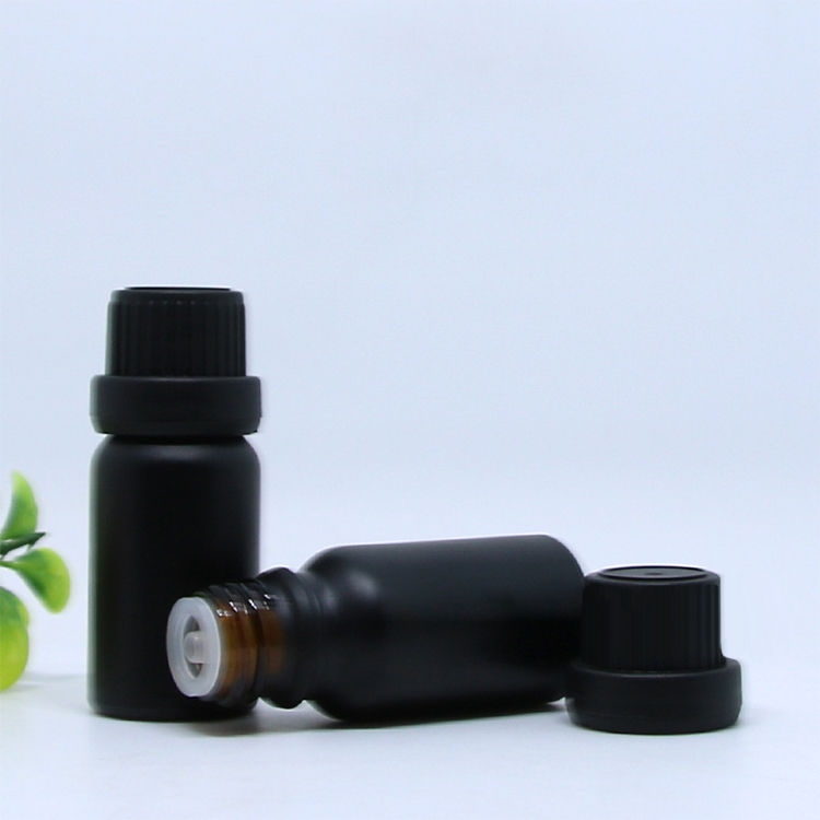 Tamper proof matte black essential oil bottle 10ml 15ml 30ml 50ml 100ml