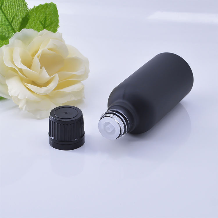 Tamper proof matte black essential oil bottle 10ml 15ml 30ml 50ml 100ml